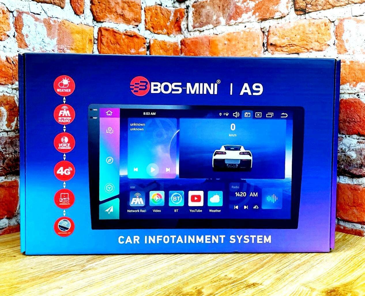 Автомагнитола Bos Mini A9 6+128GB 9" Bluetooth WiFi