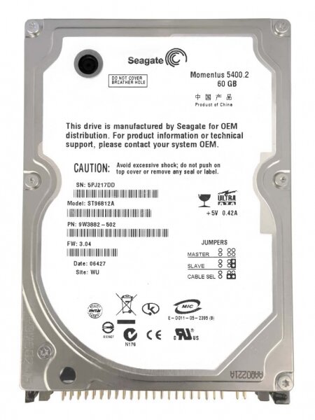 Жесткий диск Seagate ST96812A 60Gb 5400 IDE 2,5" HDD