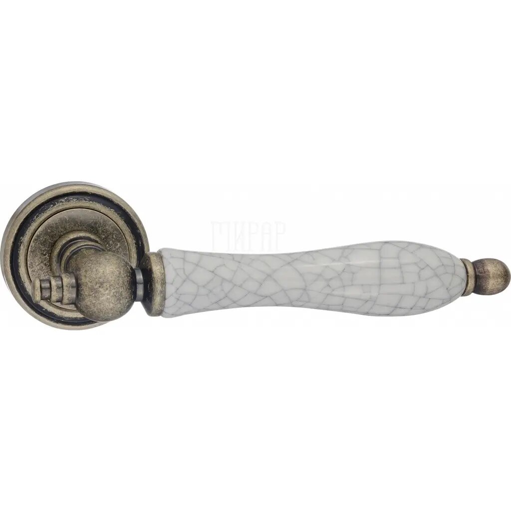 Дверные ручки Renz (Ренц) "Мишель" INDH 615-16 на круглой розетке бронза состаренная/состаренная керамика