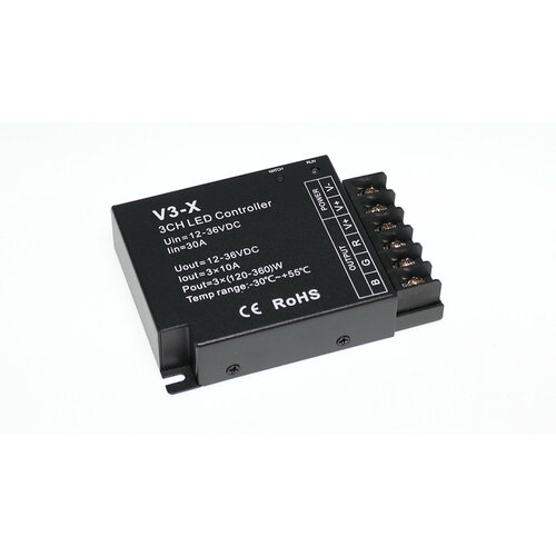 Контроллер V3-X IC42 RGB/CCT/DIM (12-36V, 3ch x 10A, 360/720/1080W) 410904 контроллер master wifi rc led rgb 12v 24v max 4a 3ch