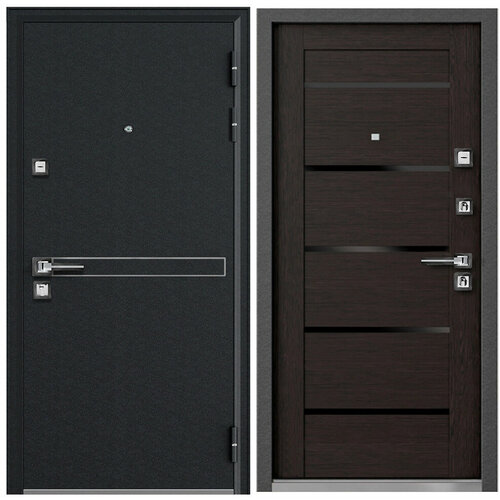 Дверь металлическая Vegas термо черный шелк/венге СЧ-1 лакобель 860 правая