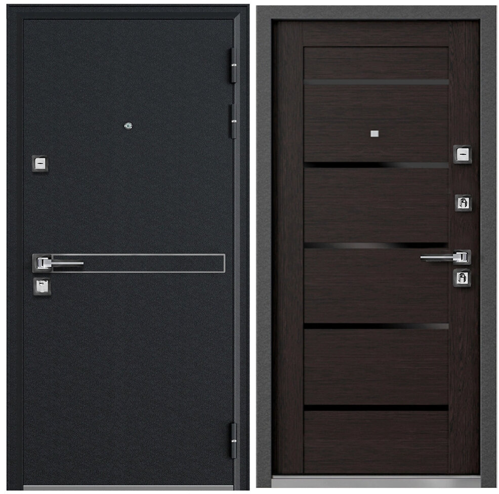 фото Дверь металлическая Vegas термо черный шелк/венге СЧ-1 лакобель 860 правая