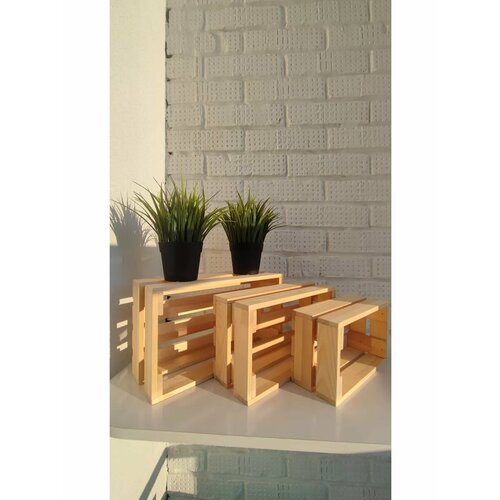 Набор 3 декоративных ящика для флористики 34х20х12 см