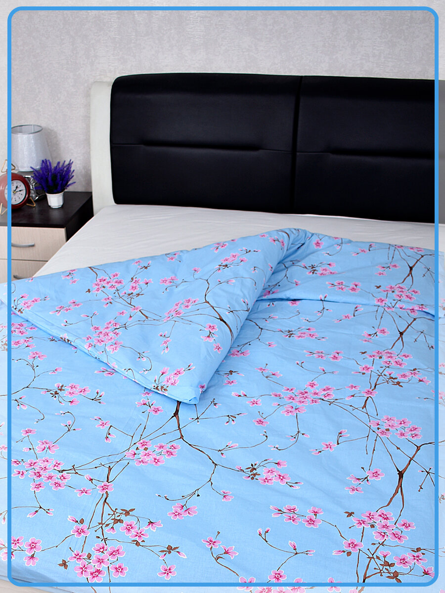 Пододеяльник Шуйская бязь Сакура голубая 6698-1 1,5 спальный