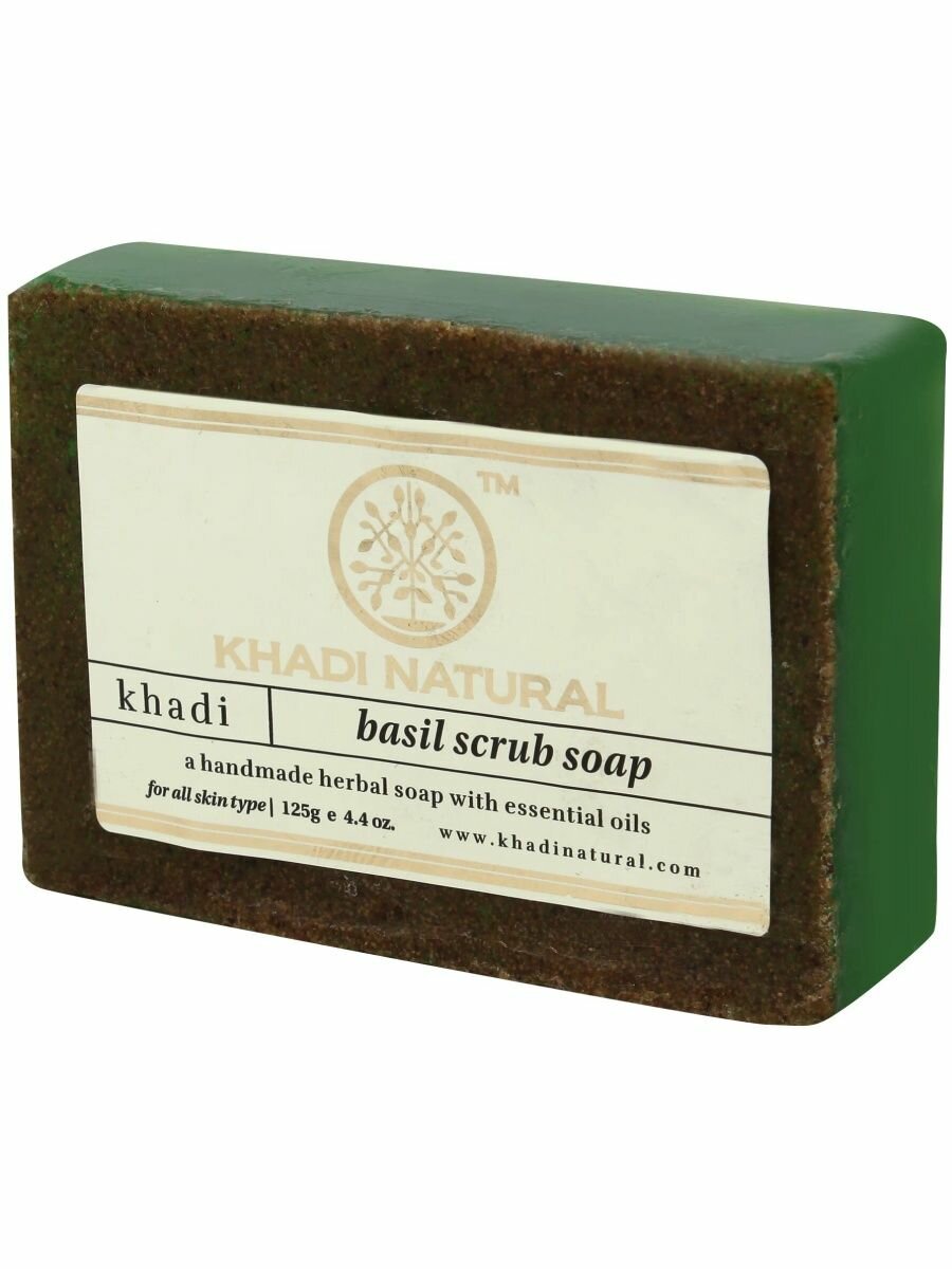 KHADI NATURAL Натуральное мыло-скраб ручной работы с базиликом 125г