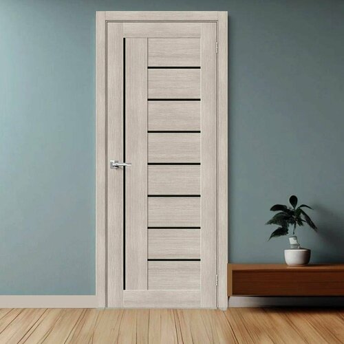 Межкомнатная дверь BV 29 Cappuccino 600х2000 черное стекло (комплект)