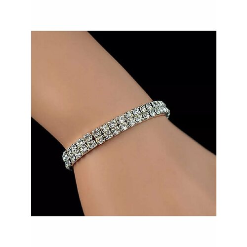 Браслет SONIK, стразы, 1 шт., размер 16 см, диаметр 5 см, серебристый