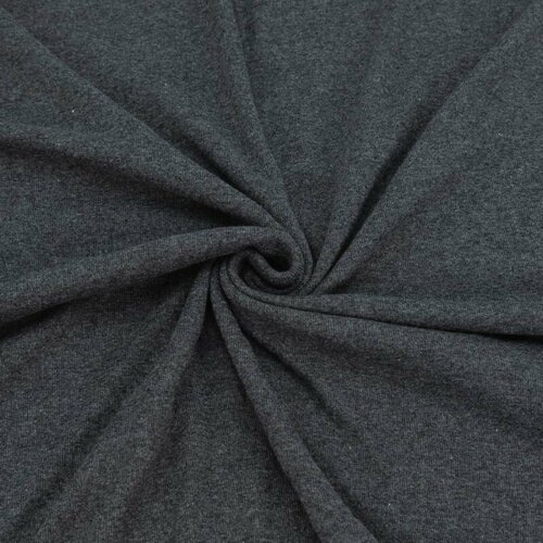 Ткань для шитья хлопок, 1 Метр ткани, Трикотаж Рибана с лайкрой 180 гр/м2, Отрез - 100х2(чулок)х200 см, цвет антрацит меланж