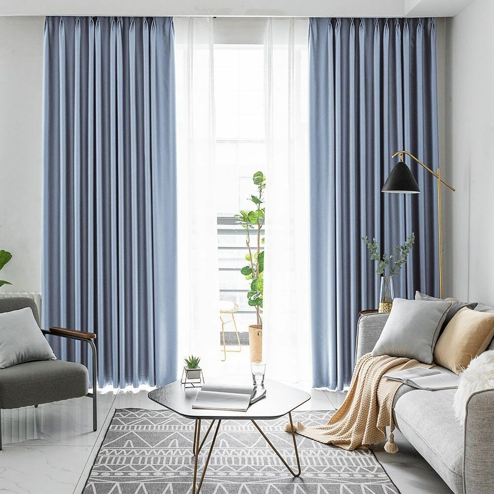 Шторы блэкаут плотные от солнца на ленте под крючки - 2 шторы (шир 200 см х выс 260 см ) портьеры для комнаты, спальни и гостиной арт РБЛ-110