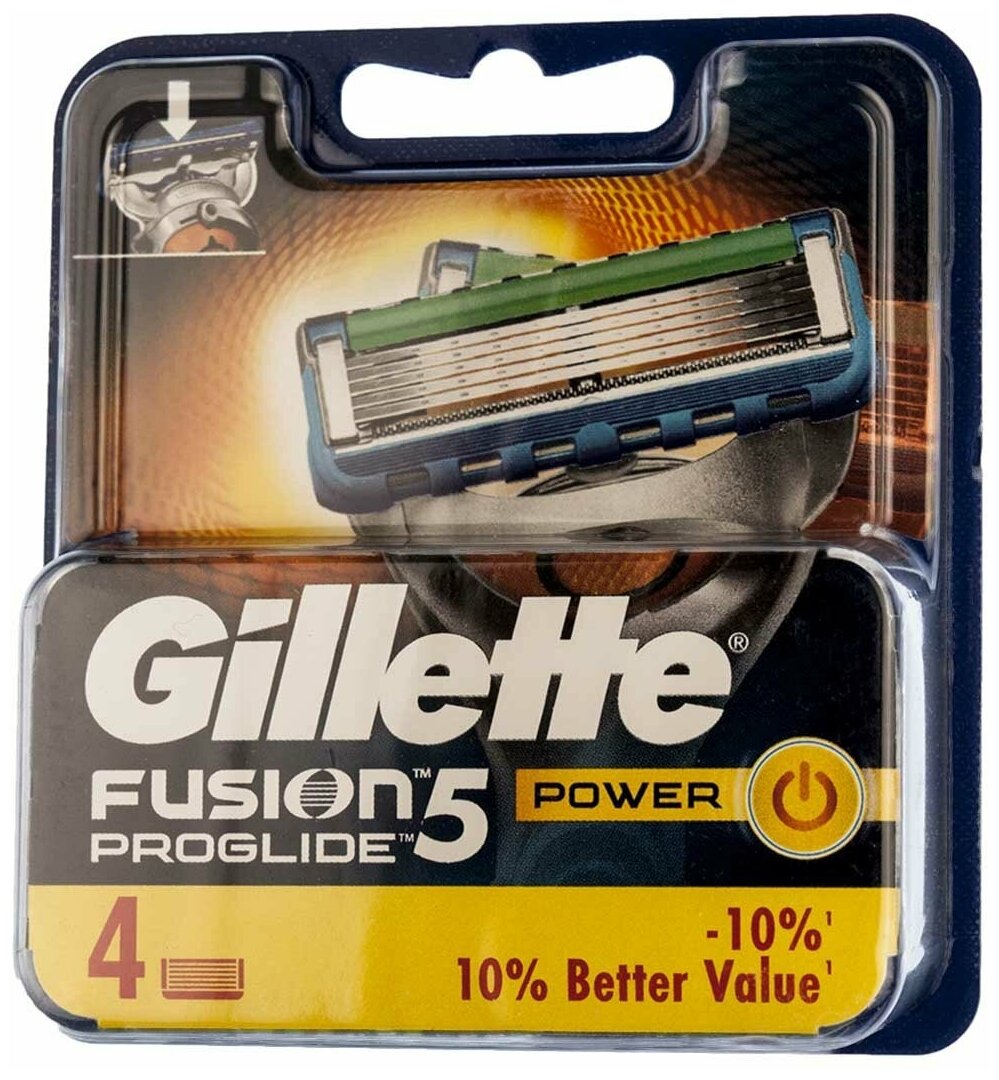 Сменные кассеты Gillette Fusion5 ProGlide Power, 5 лезвий, 4 шт.