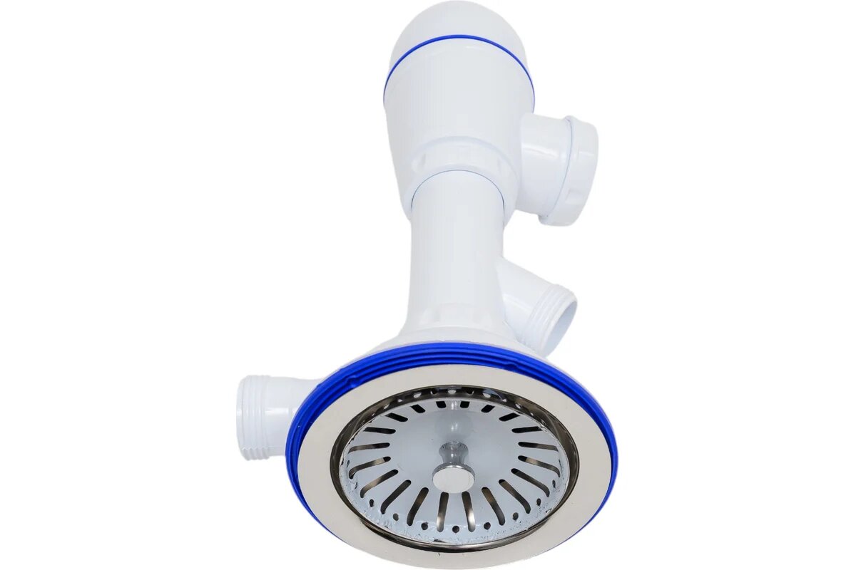 Сифон для мойки Unicorn с круглым переливом и отводом для стиральной машины - фото №3