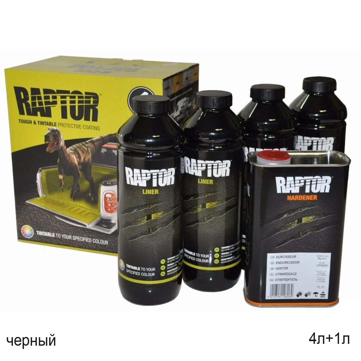 Покрытие защитное для кузова сверхпрочное черное RAPTOR U-POL (комплект 3,8л)