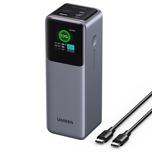 Внешний аккумулятор Ugreen PB722 35525 PD31 25000mAh 200W 2хType-C 1хUSB серый повербанк 1149000₽