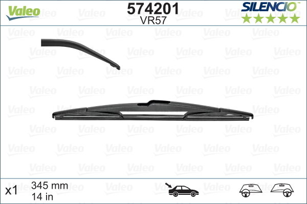 Задний стеклоочиститель Valeo Silencio Rear VR57, артикул 574201