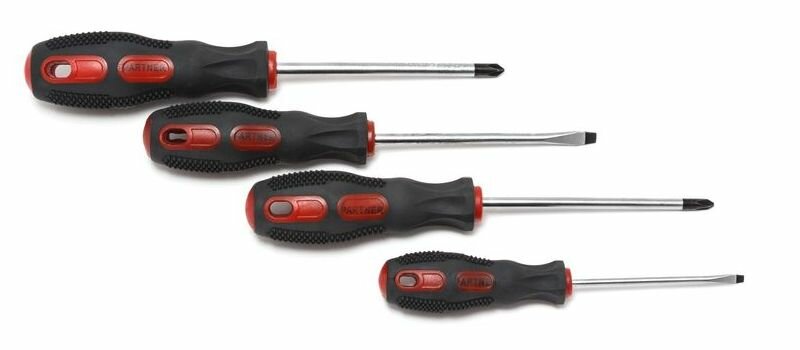 Набор отверток Partner PA-1016-4 CrV хром магнит(PH1x100 PH2x100 SL 3x75 SL 5x100)