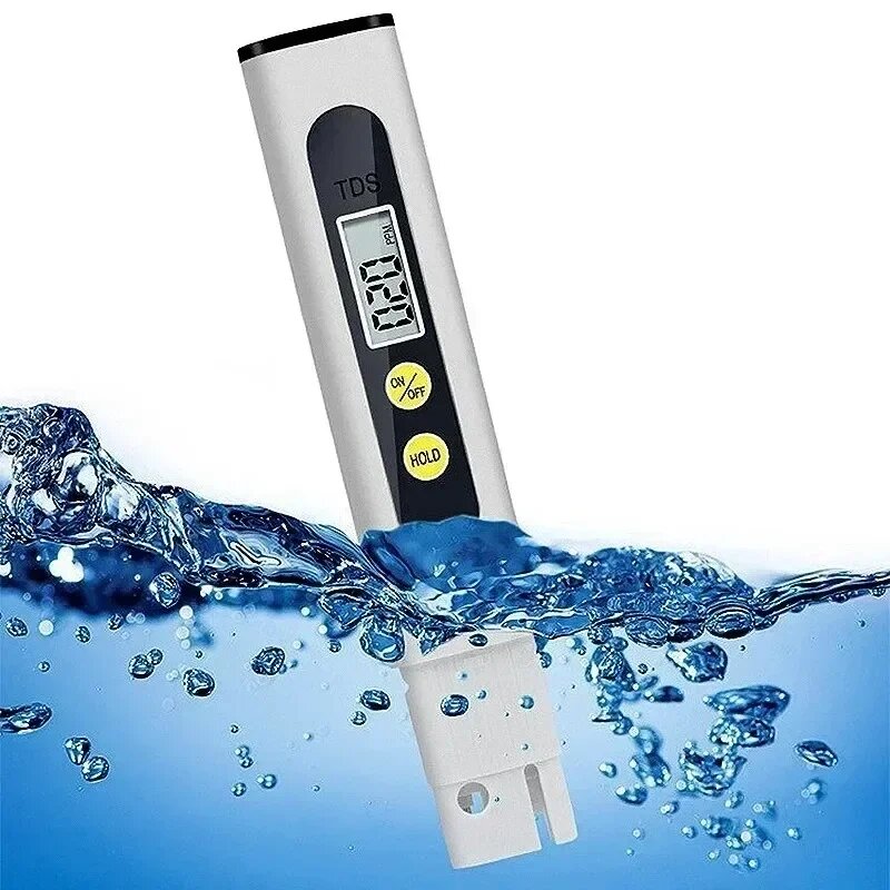 Изображение TDS метр цифровой тестер воды 0-9990 ppm анализатор качества питьевой воды монитор фильтр быстрый тест аквариум гидропоника бассейны, Белый
