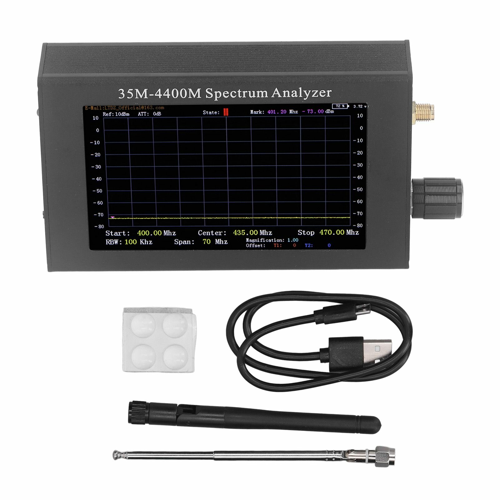 Анализатор частот Handheld 35 4400МГц Tiny RF Domain с модулем отслеживания источника