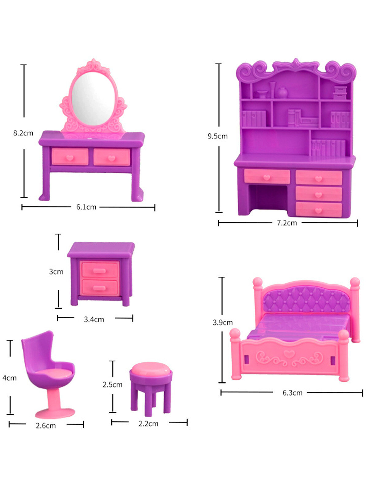 Набор мебели для спальни в кукольный домик, сиреневый, от 5 лет — фото 1
