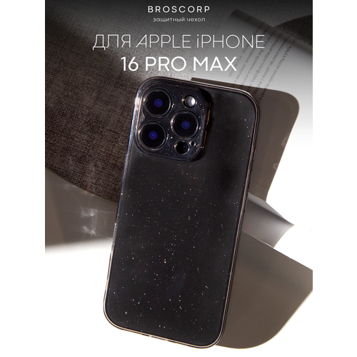 фото Блестящий чехол broscorp на apple iphone 16 pro max (айфон 16 про макс), черный
