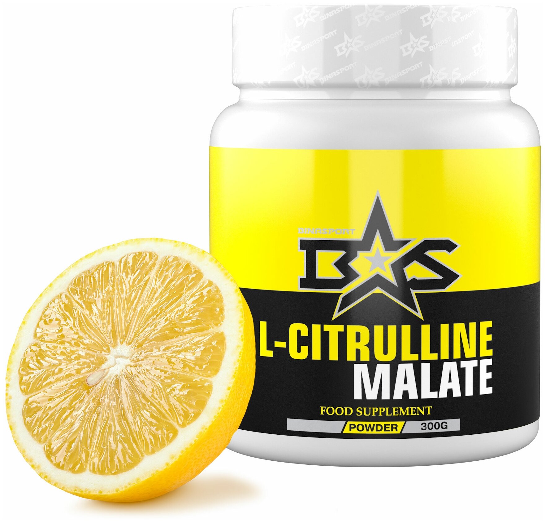 Л-Цитруллин малат Binasport "L-Citrulline Malate" 300 г со вкусом лимона