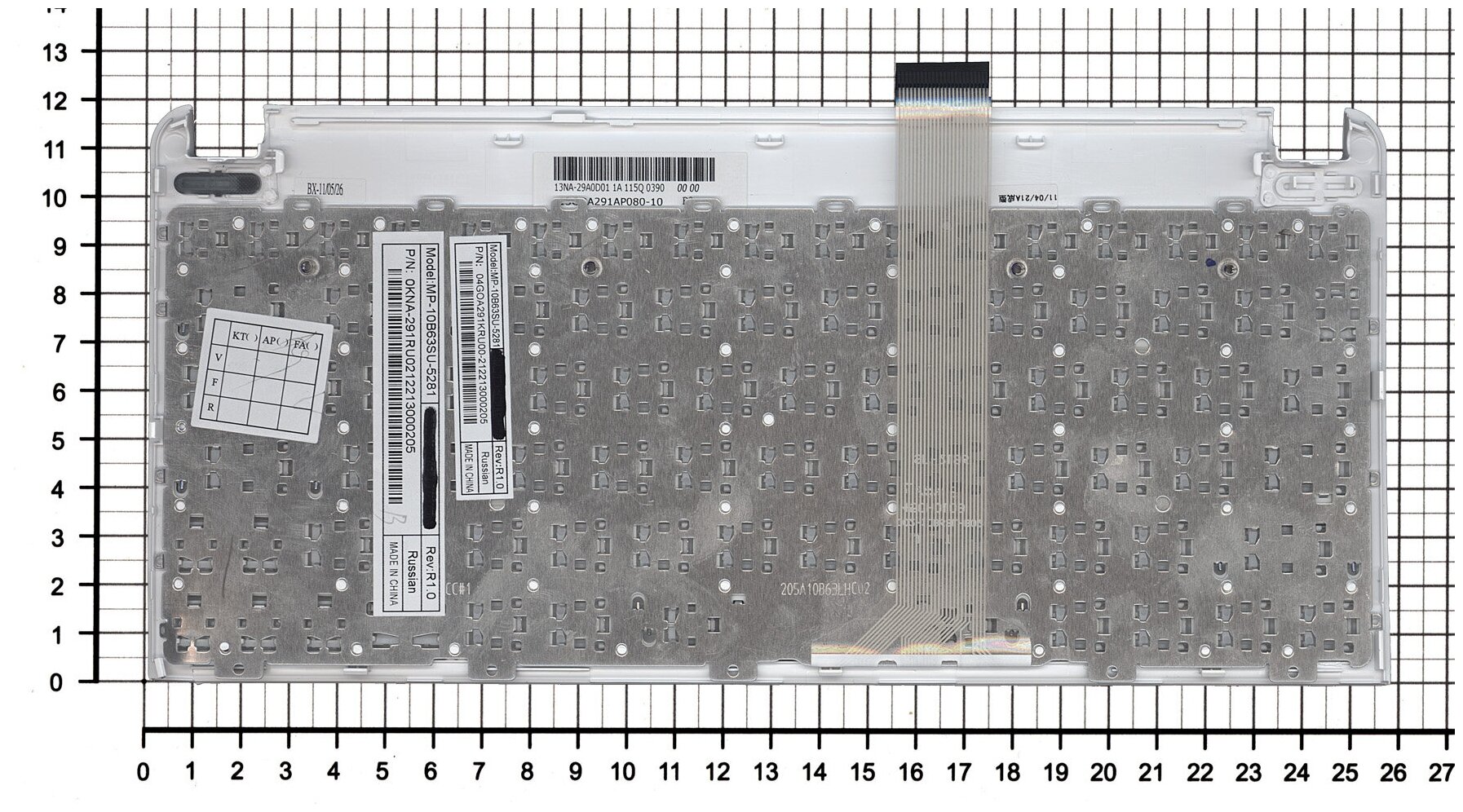 Клавиатура для ноутбука Asus 13NA-3DB020 русская белая с белым топкейсом