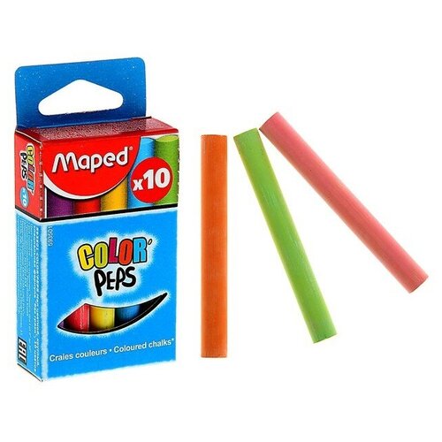 Мелки цветные Maped Color Peps, в наборе 10 штук, круглые, специальная формула 