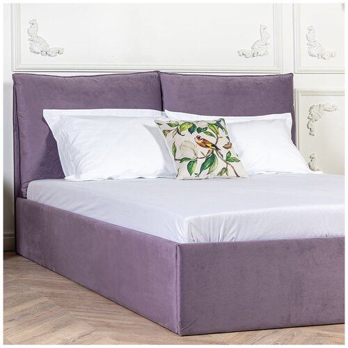 Кровать двуспальная с подъемным механизмом и ящиком для белья 160х200 сиреневая Эстетика