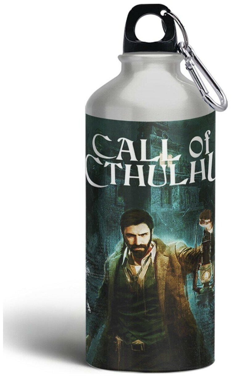 Бутылка спортивная,туристическая фляга, 500мл с карабином Call of Cthulhu - 1