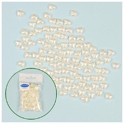 Бусины половинчатые сердца кремовые 12 мм (40 г)