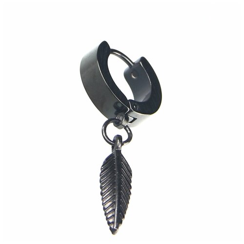 фото Серьга-кольцо из стали с пером se1746 mr. morgan