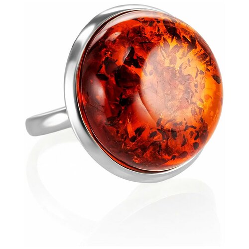фото Amberholl круглое кольцо из серебра 925 пробы и натурального янтаря «глянец»