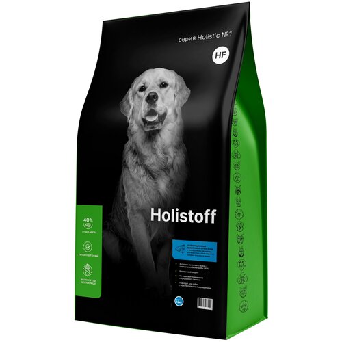 Holistoff корм для взрослых собак и щенков средних и крупных пород, с белой рыбой 12 кг