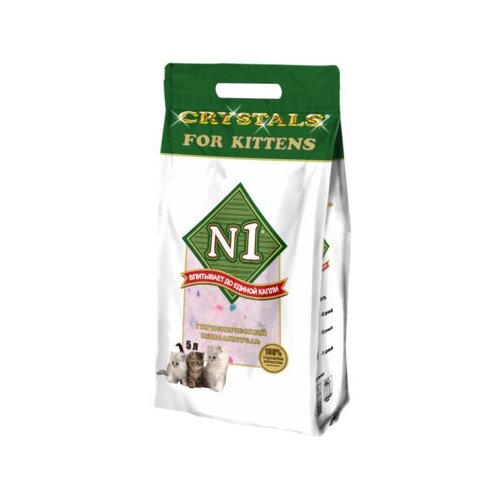 N1 Силикагелевый наполнитель для котят 5л (Crystals for Kittens) | Crystals for Kittens 2 кг 26343 (2 шт) 1 crystals for kittens – наполнитель силикагелевый для туалета котят 5 5 л