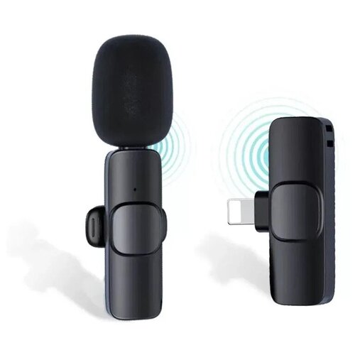 Микрофон петличный K9 для iPhone Lightning петличка беспроводной черный 63900₽