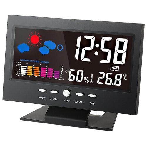Часы -метеостанция 8082ТЭлектронныеБудильникТермометрКалендарьВлажностьЦветной дисплей 88900₽
