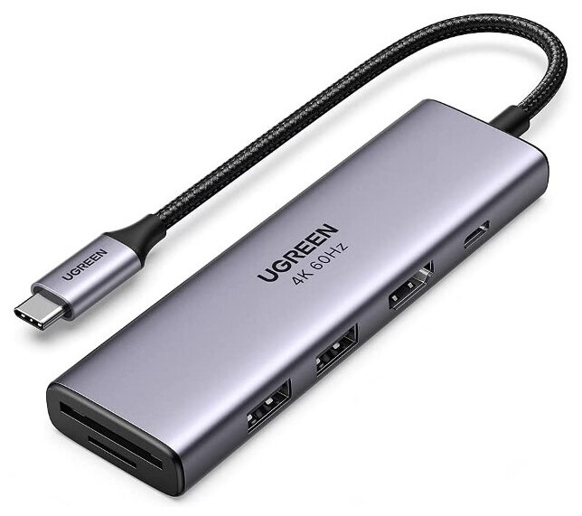 Хаб USB Ugreen 2хUSB 3.0/HDMI/TF/SD/PD 60384