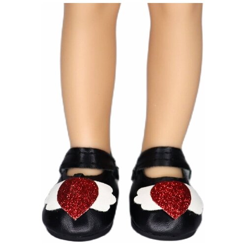Обувь для кукол, Туфли 5 см с сердечком для кукол Paola Reina 32 см, Berjuan 35 см, Vidal Rojas 35 см и др., светло-розовые