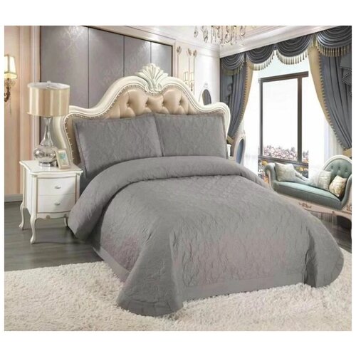 Покрывало с наволочками Cristal (темно-серый)