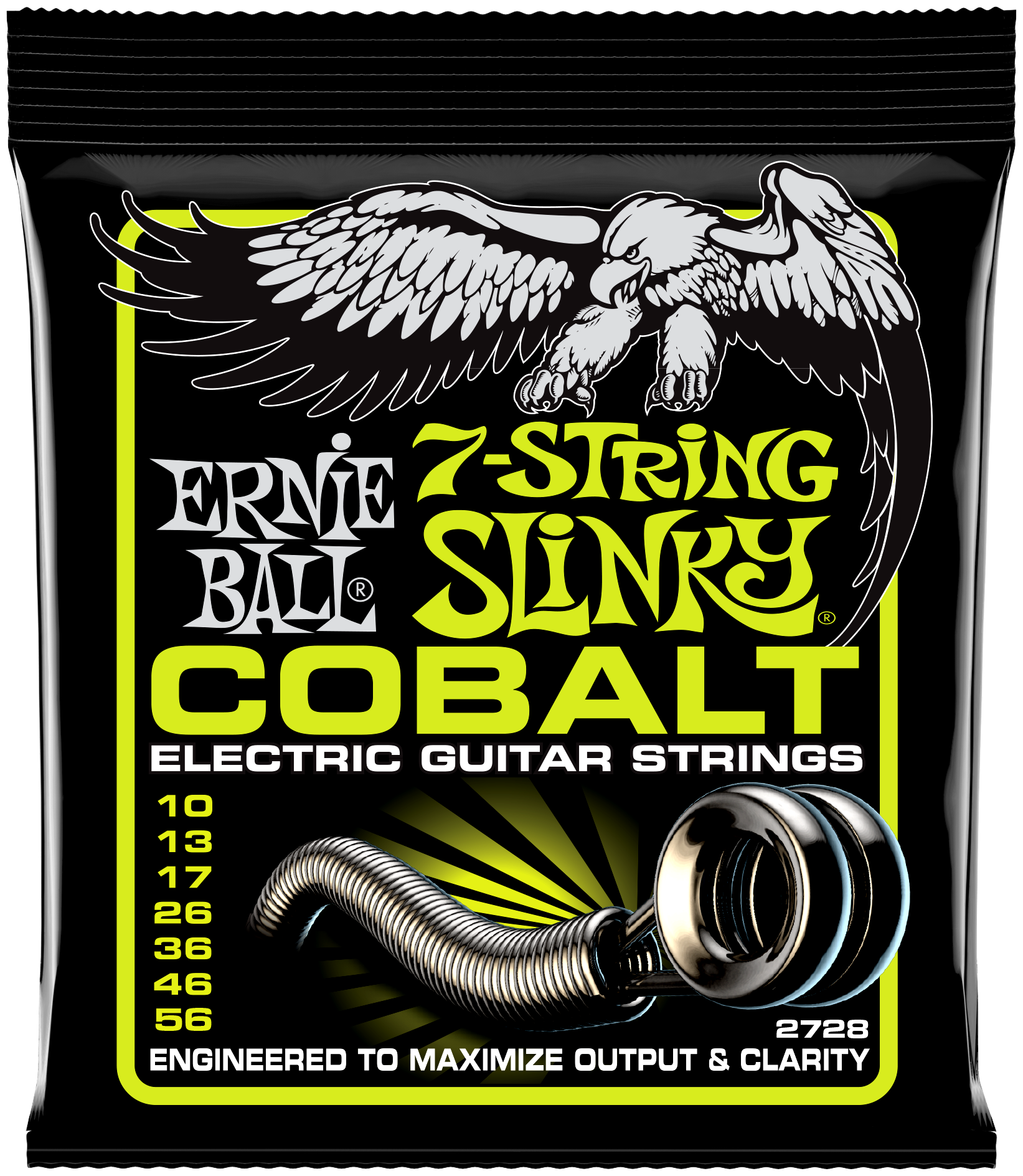 Струны для 7 струнной электрогитары ERNIE BALL 2728 Cobalt Slinky Regular 10-56