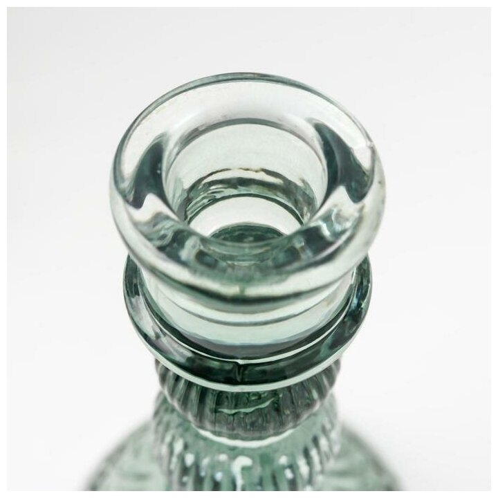 Подсвечник стекло на 1 свечу "Колонна с шарами" синий-зелёный прозрачный 15,5х8,5х8,5 см - фотография № 3