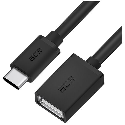 GCR Адаптер переходник OTG 0.75m USB 2.0, CM/AF, черный, 28/28 AWG, экран, армированный, морозостойкий сетевой адаптер gcr gcr lnu202