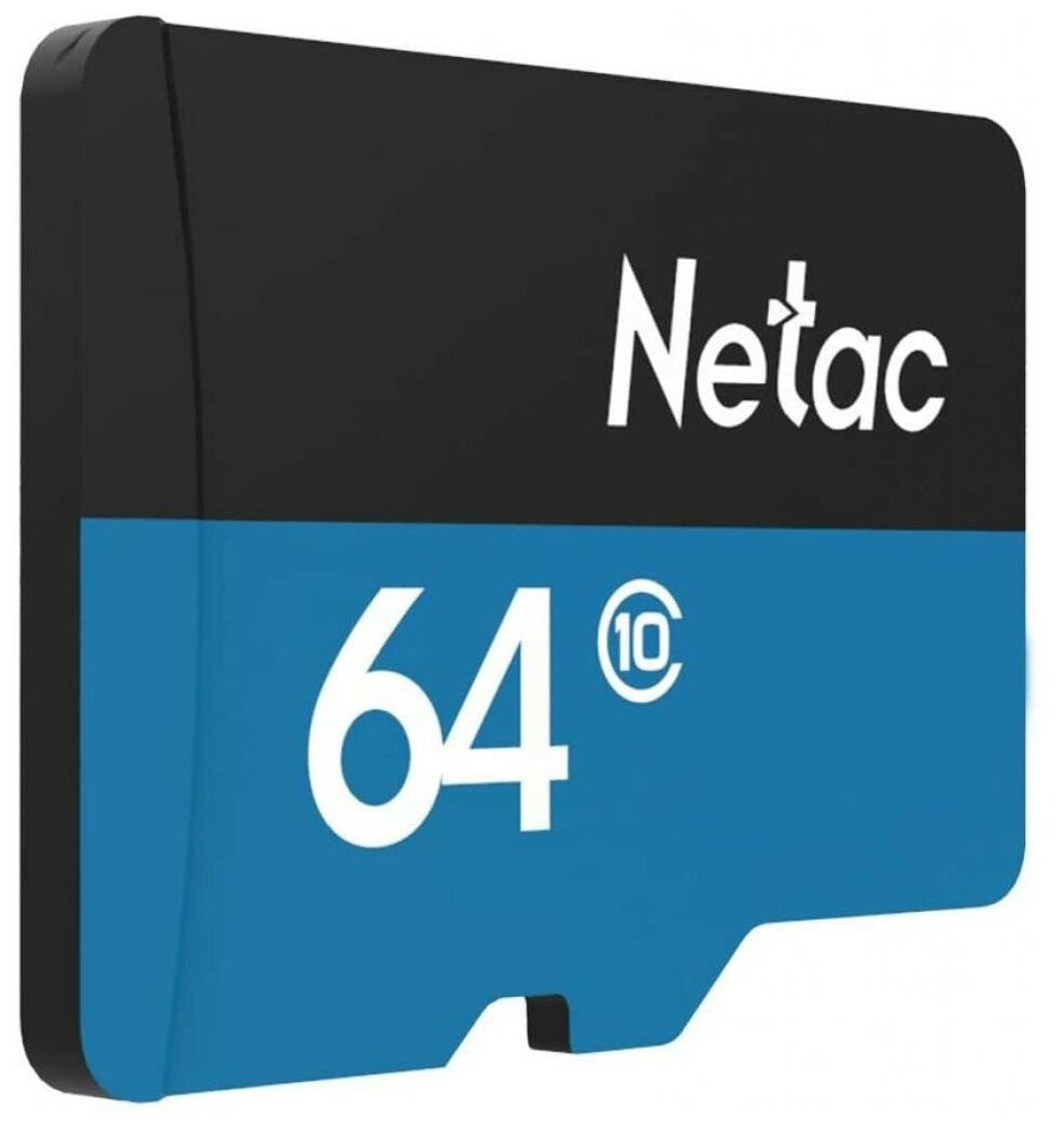 Карта памяти MicroSD 64 Гб / SD карта Netac P500 64Gb Standard Class 10 UHS I 90 Mb/s с адаптером NT02P500STN-064G-R Карта памяти микро СД для телефона, видеорегистратора, видеокамеры, фотоаппарата, ноутбука