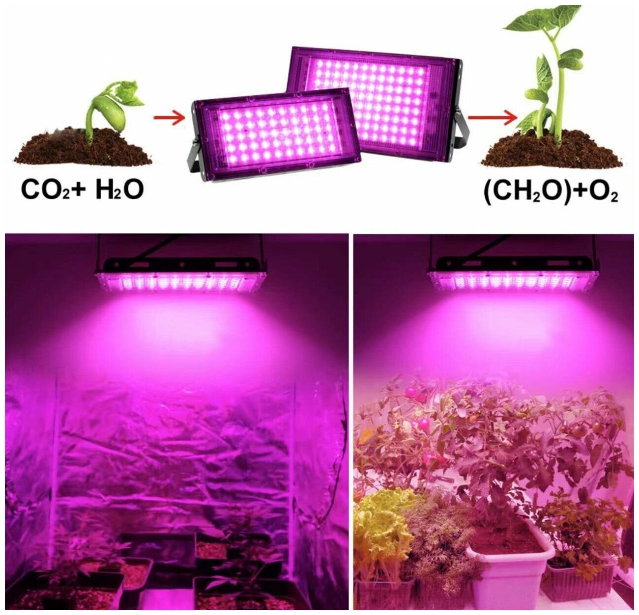 Светильник для растений(фитолампа), 96 диодов, 100 ВТ, 4550-660нм - фотография № 8