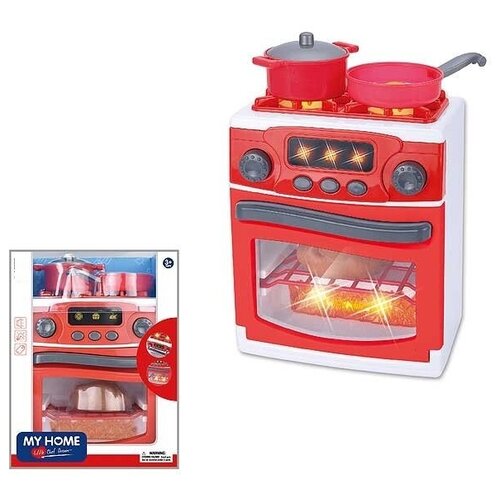Купить Кухня детская, игрушечная бытовая техника, плита с аксессуарами, со светом и звуком, Ярик, красный, пластик