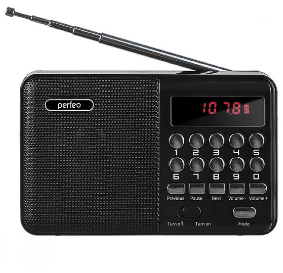 Perfeo Радиоприемник цифровой PALM FM MP3 черный 30012772