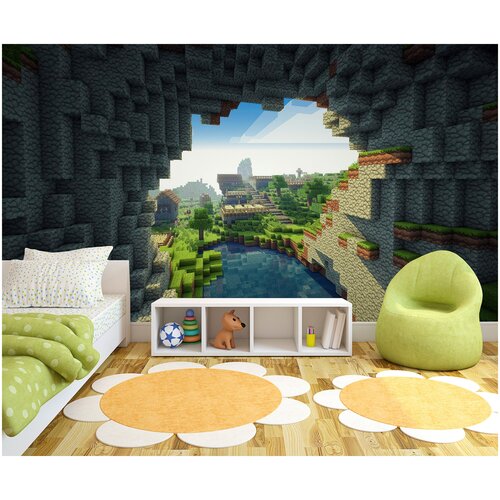Фотообои флизелиновые 200х120см на стену Серия KIDS ARTDELUXE мир Майнкрафт Обои для детской комнаты 2990₽