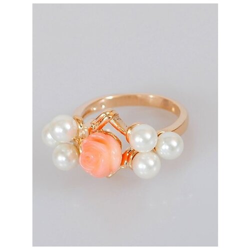 Кольцо помолвочное Lotus Jewelry, коралл, размер 18, розовый
