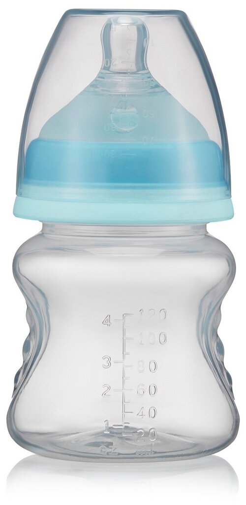 ROXY-KIDS Бутылочка для кормления RBTL-001 120 мл, с рождения, прозрачный/голубой