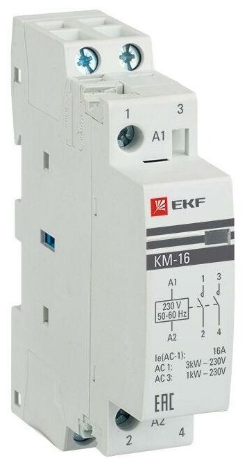 Модульный контактор EKF КМ 1НО+1НЗ 16А 230В AC, km-1-16-11 - фотография № 2
