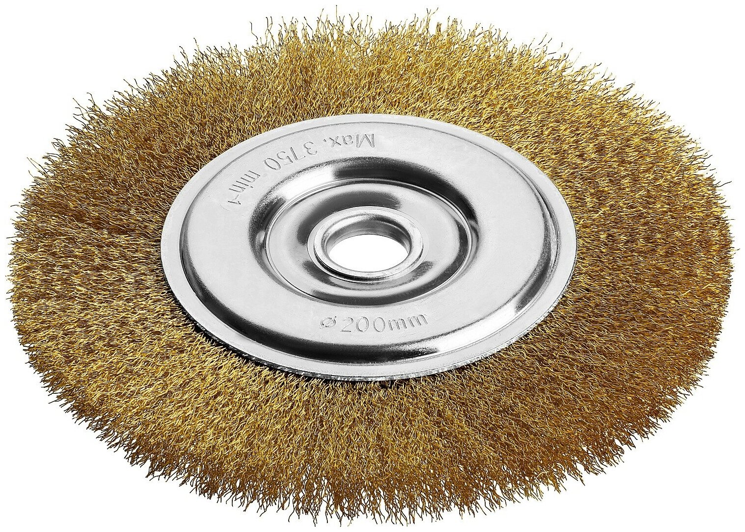 Щетка дисковая для УШМ витая стальная латунированная проволока 03 мм d=200 мм MIRAX 35141-200